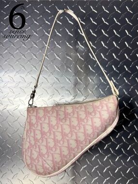 Dior Vintage Oblique Mini Saddle Bag in Pink